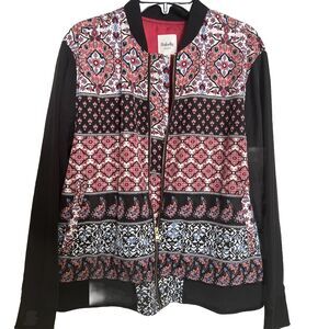 Rafaella Weekend Jacket Women’s Long Sleeve Printed Full Zip Bomber Petite Small